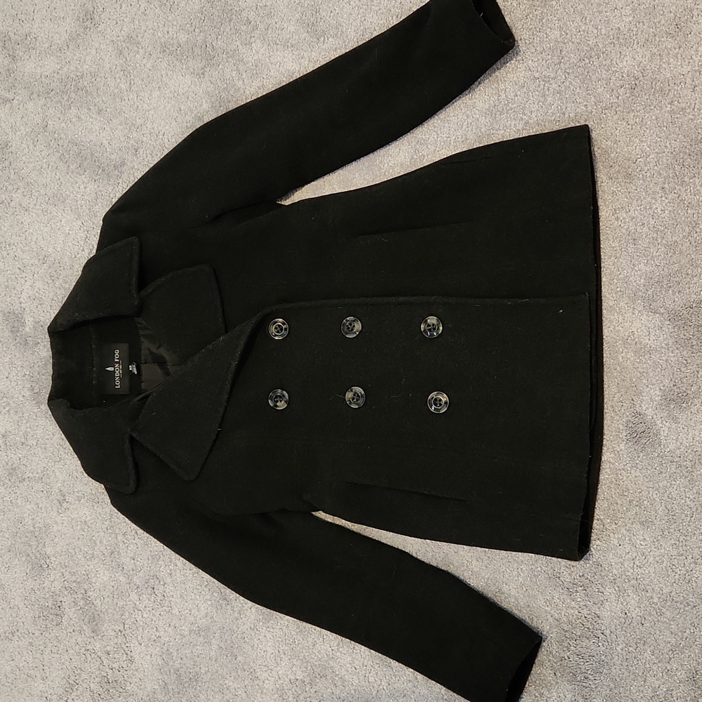 LONDON FOG Dark Charcoal Gray Pea Coat size XS